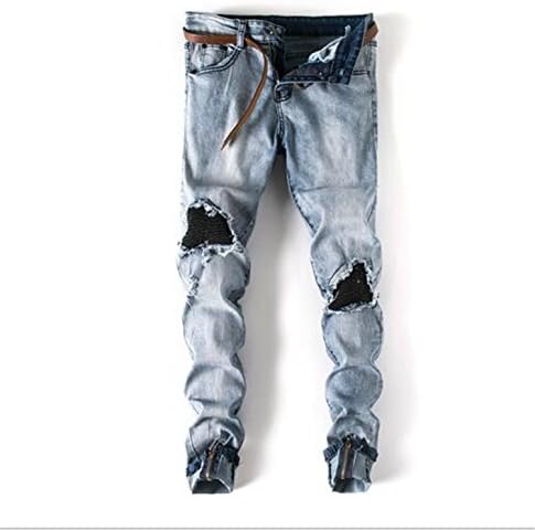 Robin Santiago Mens Ripped Jeans Joggers Designer Distressed Biker Denim Pants Trousers