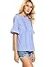 Romwe Women's Cute Blouse Short Sleeve Summer Tunic Top Blue M