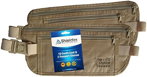 Money Belt Pouch - travel organizer set: 2-pack + RFID sleeve 10-Card/2-Passport