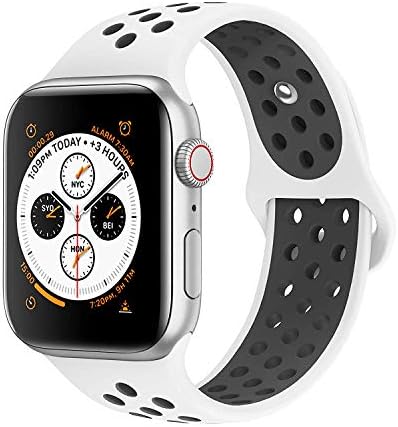 Hodleys Compatible for Apple Watch Bands 38mm 40mm 42mm 44mm,Soft Silicone Wristband Compatible for iWatch Apple Watch Series 1/2/3/4 (38/40MM, White/Black)