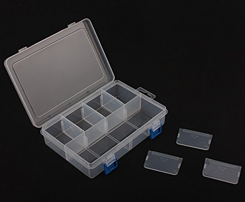 BangQiao 3 Pack Plastic Parts Storage case and Adjustable Divider Box for Hardware and Craft, 8 Grids, Clear