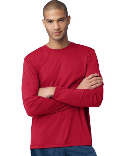Hanes Cool DRI'Performance mens Long-Sleeve T-Shirt,Deep Red,XX-Large