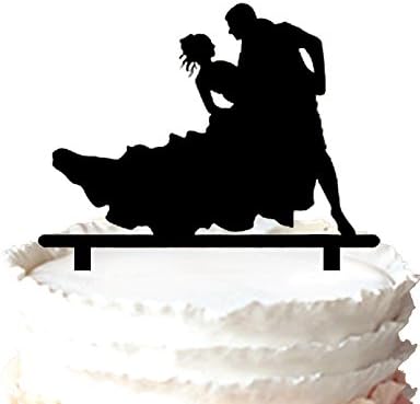 Silhouette bride and groom wedding cake topper