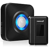 Fosmon 51009HOM Wireless Door Open Chime (Operating Range - 120M/400FT | 52 Chime Tunes | 4 Volume Levels | LED Indicators) - 1 Magnetic Door Chime Sensor, 1 Plugin Receiver (Black)
