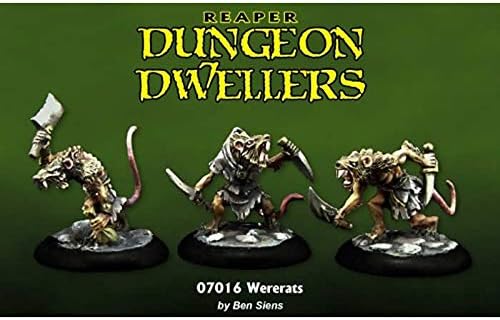 Wererats Miniature 25mm Heroic Scale Dungeon Dwellers Reaper Minitures