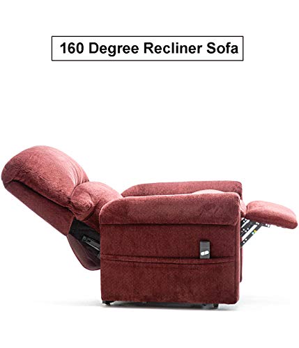 Electric Lift Chair 380 LB Heavy Duty,JULYFOX Infinite Position Oversize Lift Recliner Sofa Lifts You Up W/ 2 Button Remote Upholstered Tufted Velvet Stand Up Lift Chair Living Room Chair Wine Red