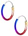 Hypoallergenic Sterling Silver Rainbow Small Hoop Earrings for Kids, 12mm (1/2