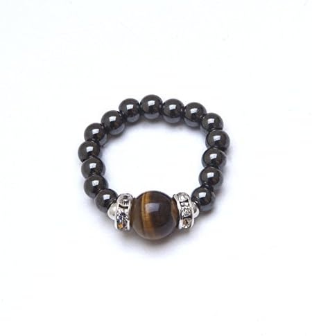 Tiger Eye & Black Magnetrim Magnetic Hematite Stretch Ring