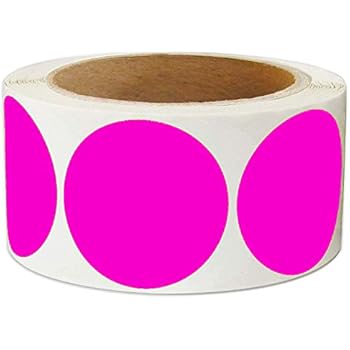 2 Inch Round Pink Color-Code Dot Labels | Fluorescent Color Coding Colored Labels | 500 Permanent Adhesive Colored Circle Stickers Per Roll for Moving/Storage/Organizing/Color Coding/Arts