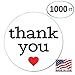 1 Inch Round Thank You Sticker Labels with Red Hearts, 1000 Stickers per Roll