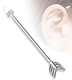 IndustriaL Bar 316L Surgical Steel Arrow Industrial Barbell 14 gauge 1 1/2