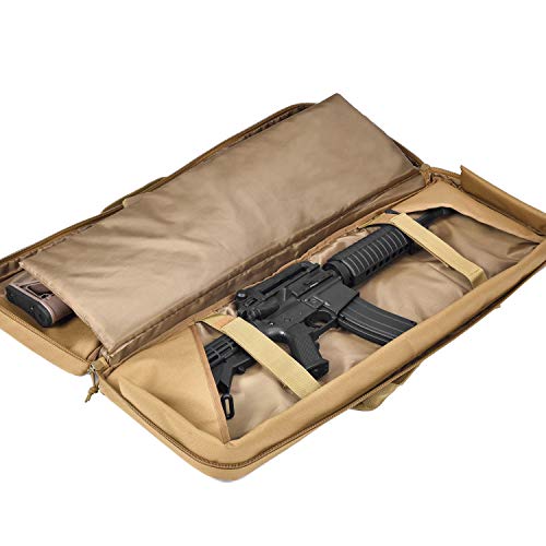 BOW-TAC Double Long Rifle Gun Case Bag Tactical Rifle Backpack Pistol Soft Firearm Transportation Carbine Case - Lockable Compartment, Available Length in 36" 42" 46"