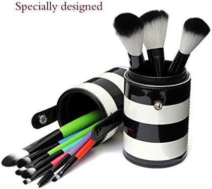 Makeup Brush Empty Holder Round Pen Cosmetic Tool PU Leather Cup Container Portable Travel by Stcorp7 (white)