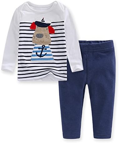Newborn Baby Girls Boys Top and Pant Set Puppy Sailor Playsuit Outfits 100% Cotton Baby Girls Boys clothes Baby and infant Top and Pant Set Baby Gifts Unisex Baby Outfit Baby Nursery– Kiddy Bird