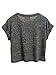 Choies Women Cotton Cheshire Cat Pattern Short Sleeve Round Neck Loose Gray Crop Top