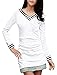 Allegra K Women V Neck Long Sleeve Top Stripe Detail Slim T Shirts