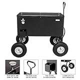 VINGLI 80 Quart Wagon Rolling Cooler Ice Chest, w/Long Handle and 10″ All Terrain Wheels, Portable Beach Patio Party Bar Cold Drink Beverage, Outdoor Park Cart on Wheels