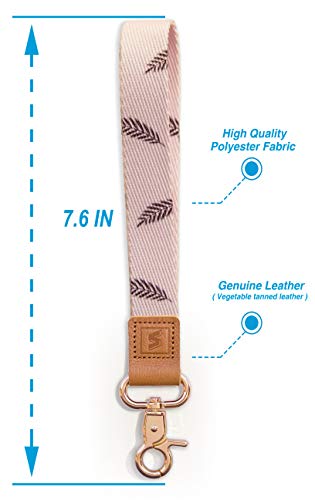 SENLLY Palm Leaf Hand Wrist Lanyard Premium Quality Wristlet Strap with Metal Clasp and Genuine Leather, for Key Chain, Cell Mobile Phone, Camera, Charms, Lightweight Items etc - Thumbnail 3