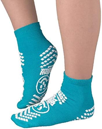 Slipper Socks, Double-Print, Large, Teal - Pair