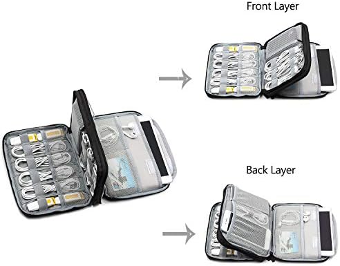 BOONA Digital Equipment Journey Organizer,Moveable Storage Bag with Strap for Varied Cable,Charger,Earphone Wire,Onerous Drive,Energy Financial institution,iPhone and Ipad Mini (as much as 7.9”)-Black,Medium Twin