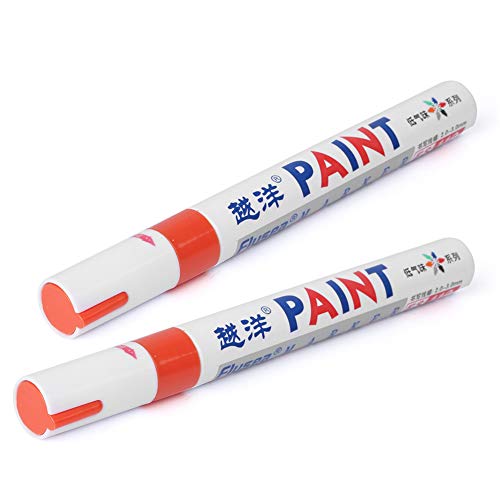 GZYF Tire Paint Marker, Waterproof Permanent Tyre Pen - Highlghters Fluorescence Color Universal Fits for Car Type Thread Rubber Ceramic Glass, 2PCS