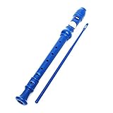 KINGSO 8-Hole Soprano Descant Recorder With Cleaning Rod + Case Bag Music Instrument (Blue)