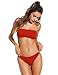 SweatyRocks Women's Sexy Bikini Set Removable Strap Wrap Padding Ribbed Swimwear Set Red L