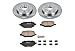 POWERSTOP KOE4744 Rear Autospecialty Replacement Brake Pads and Brake Rotors Kit For Ford Edge Explorer Flex Taurus Taurus SHO MKS MKX [Models with 325mm Frotn Rotors & Solid Rear Rotors Only]