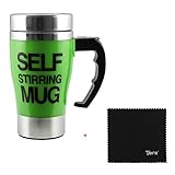 350ml HOT Stainless Plain Lazy Self Stirring Mug Auto Mixing Tea Coffee Cup Office Home Gift Novelty with Tera Dust Cloth
