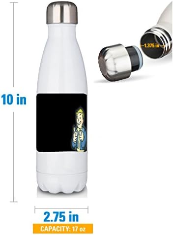 Premium White 17oz Double Walled Insulated Cola-Shaped Stainless Water Bottle/Wink Finger Gun