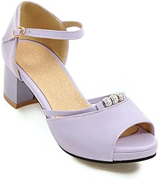 Noebo Women's Jeweled Heeled Stylish Anti-skid Leather Sandals Purple 43 11 D(M) US