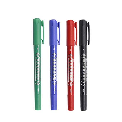 vmree 2Pcs Double Head Marker Marking Scribe Pen Fine Point Round Tip Painting Colour Pen (Black, 5.47×0.42×0.65inch)