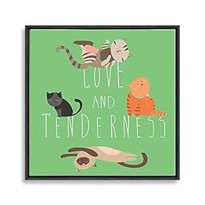 Framed Canvas Wall Art for Living Room, Bedroom Cute Cartoon Cats Canvas Prints for Home Decoration Ready to Hanging - 16x16 inches