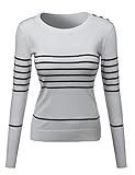 Awesome21 Women's Contemporary Casual Viscose Nylon Textured Stripe Sweater