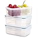 Komax Biokips Food Storage Snack Container 30oz. With Dividers (set of 3) - Airtight, Leakproof With Locking Lids - BPA Free Plastic - Microwave, Freezer and Dishwasher Safe - Compact Size for Pantry