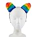Lux Accessories Gay Pride Rainbow Furry Cat Ear Kitty Headband Hair Accessories
