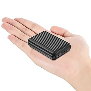 ockered Powerbank 10000mAh, Power Bank Mini met 2 uitgangen (2,4A + 1A) en 2 ingangen (USB-C + Micro) Compatibel met…