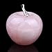 2.5 Inches Cut Rose Quartz Crystal Apple Figurine Statue with Alloy Leaf Healing Stone for Home Decoration of Banshren