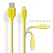 Micro USB Cable, 3-Pcs (3ft,6ft,10ft) Fasgear Nylon Braided USB 2.0 High Speed Data Sync Charge Cables For Android phone, Samung s7/s7 edge(Yellow)