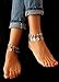 Jane Stone Vintage Style Antique Silver Anklet Color Coin Tassels Beach Ankle Chain (B0480)