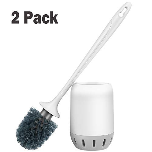 Glendan Toilet Brush and Holder Upgraded Modern Design with Kinsky Strong Bristles,Bathroom Toilet Bowl Cleaner Brush Set,Toilet Cleaning Brush Kit (Flooring-2 Pack)