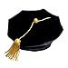 Fristaden Graduation American Doctoral Tam, Black Velvet 8-Sided Doctoral Cap with a Gold Tassel, Men and Women Hat Sizes XS-XL