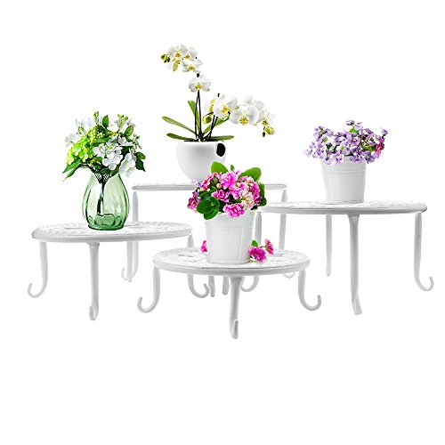 Plants Stand Flowerpot Holder Metal/Iron Art Plant Stands Pot Holder, AISHN Flower Pot Supporting Indoor Outdoor Garden, Pack of 4pcs with different size (White) - Thumbnail 6