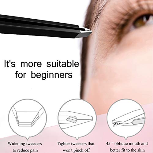 SENXILLER Eyelash Comb Metal Teeth and Folding, False Eyelash Applicator Tool Extension Tweezers Remover Clip Tweezers Nipper (Black) - Thumbnail 5