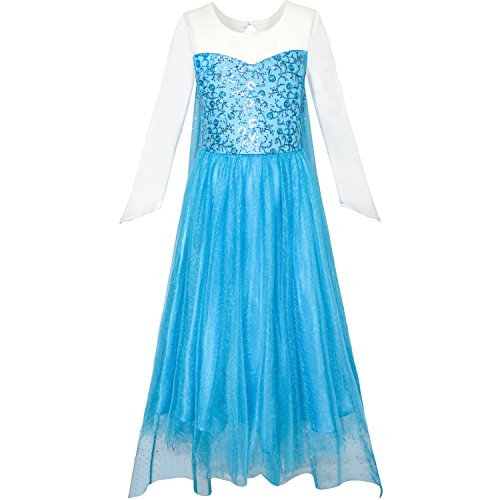 Sunny Fashion Girls Dress Cartoon Costume Princess Elsa Sparkling Party