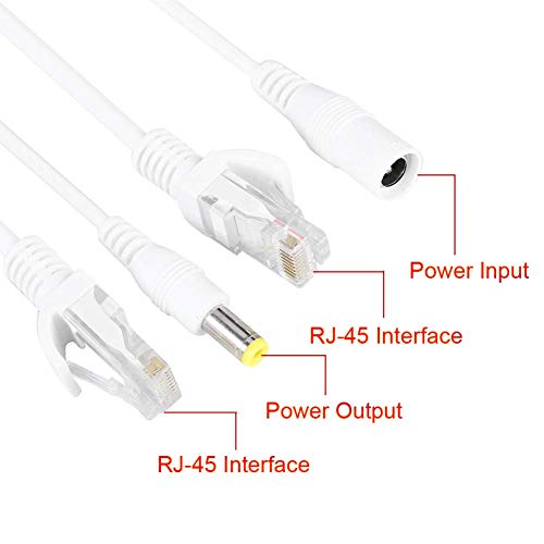 OdiySurveil 5Pairs Passive PoE Injector and Splitter Kits with 5.5x2.1mm DC Connector RJ45 Power Over Ethernet (White)
