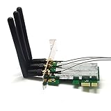 Sienoc Mini PCI-E to PCI-E Wireless Adapter w/ 3 Antenna WiFi for win 7 mac os linux OS Color Green with Black