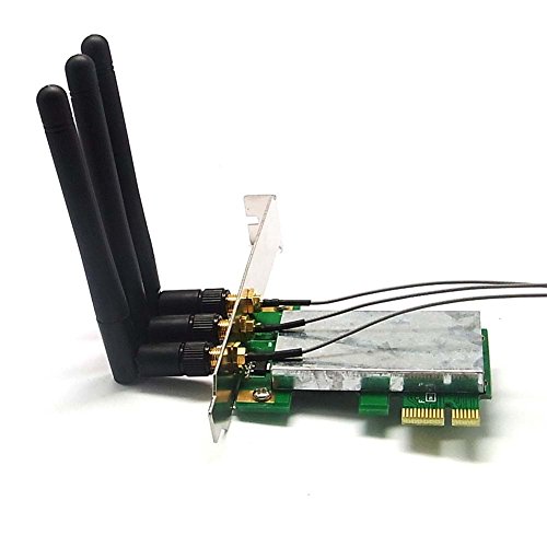 Sienoc Mini PCI-E to PCI-E Wireless Adapter w/ 3 Antenna WiFi for win 7 mac os linux OS Color Green with Black