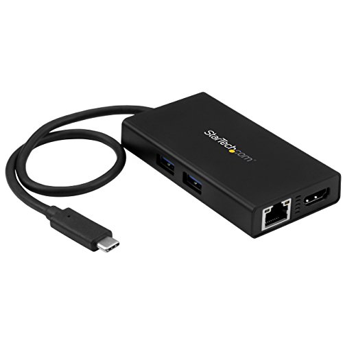 StarTech.com USB C Multiport Adapter - with Power Delivery (USB PD)- USB C to Gigabit Ethernet / 4K HDMI / USB 3.0 Hub