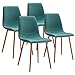 VECELO Side Chairs Fabric Cushion Seat Back Sturdy Metal Legs for Dining/Living Room, Set of 4, Green
